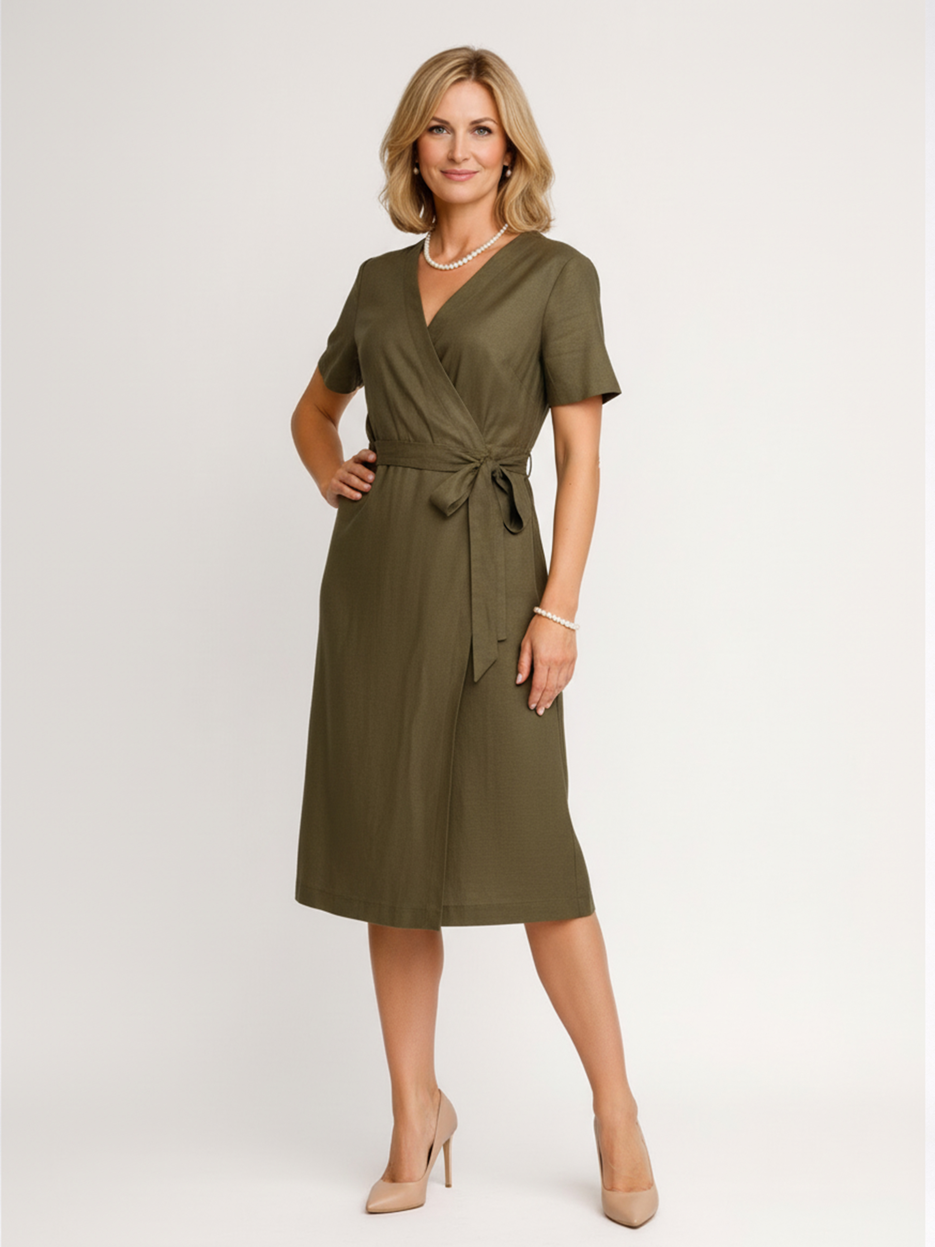 Sukienka kopertowa, khaki 487